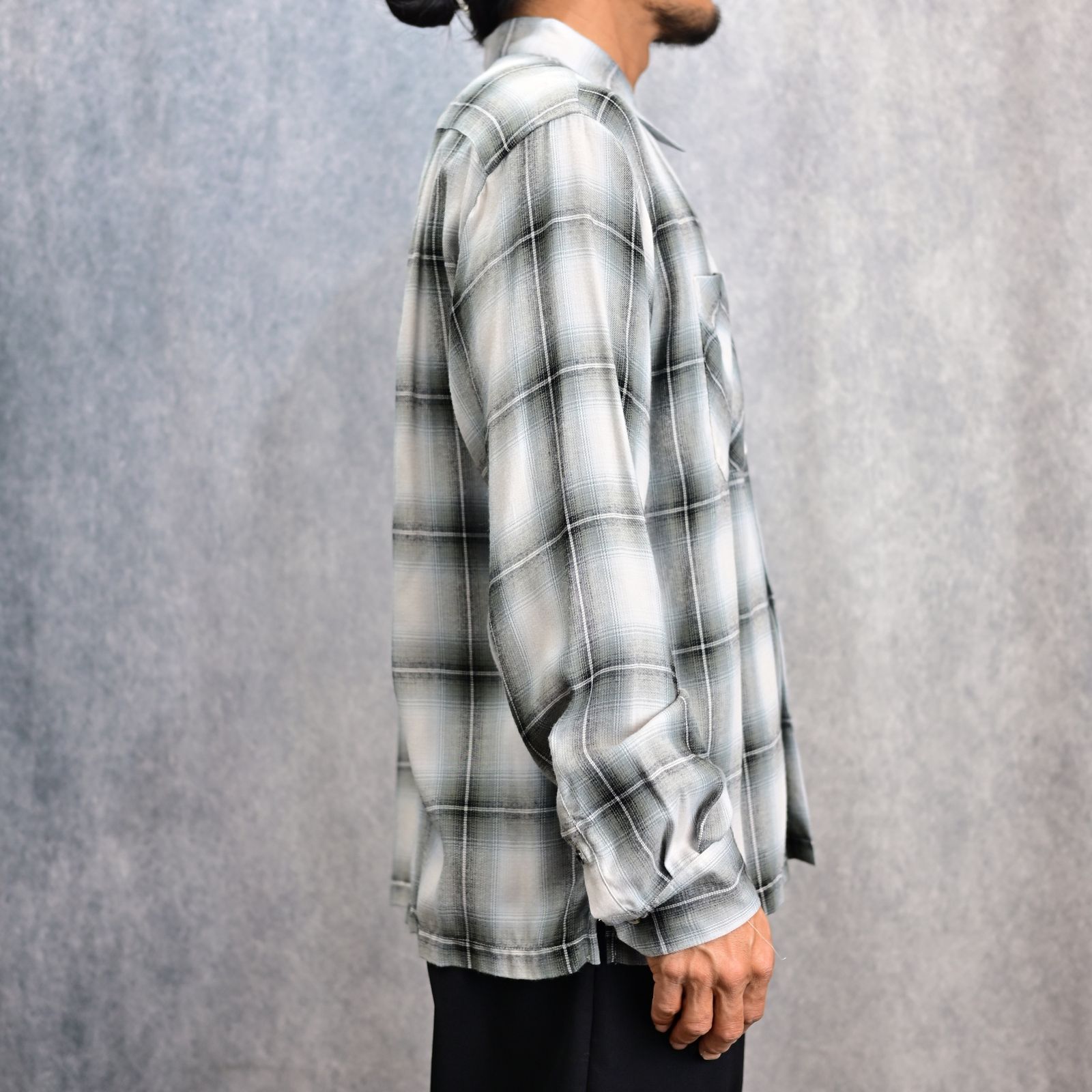 R.Ombre Open Collar SH (BLT) / レーヨンオンブレ オープンカラーシャツ （ブラック） / 2503-5004