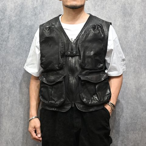 ジャパンステア ミモザレザー製品染め フィッシングベスト （BLACK / ブラック） 2192-02