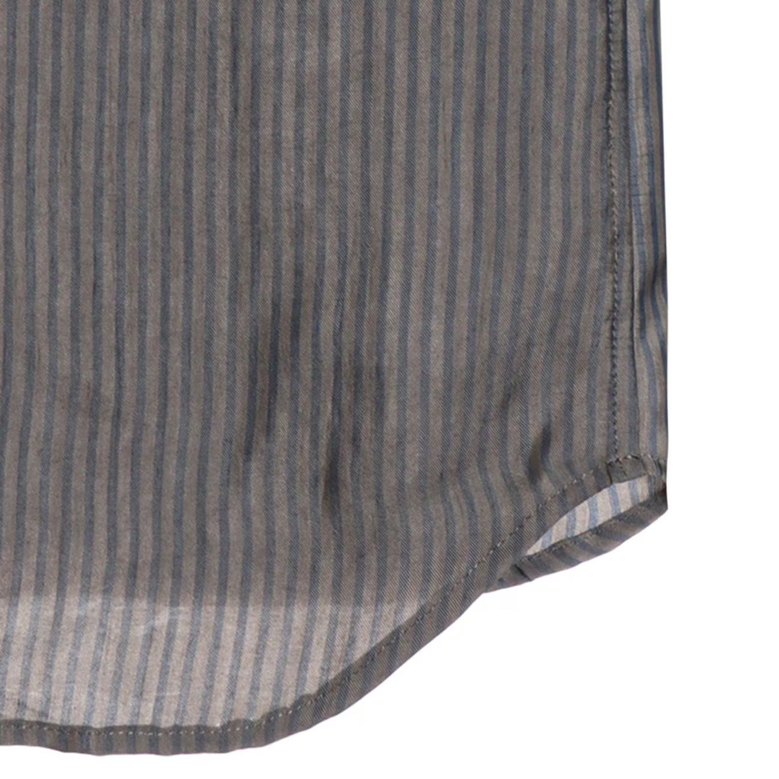 Cu STRIPE INK BLOUSE WITH PATCH （BLACK） / 縞柄生地 二重衿ブラウス （ブラック） / HO-B94-209-1-02