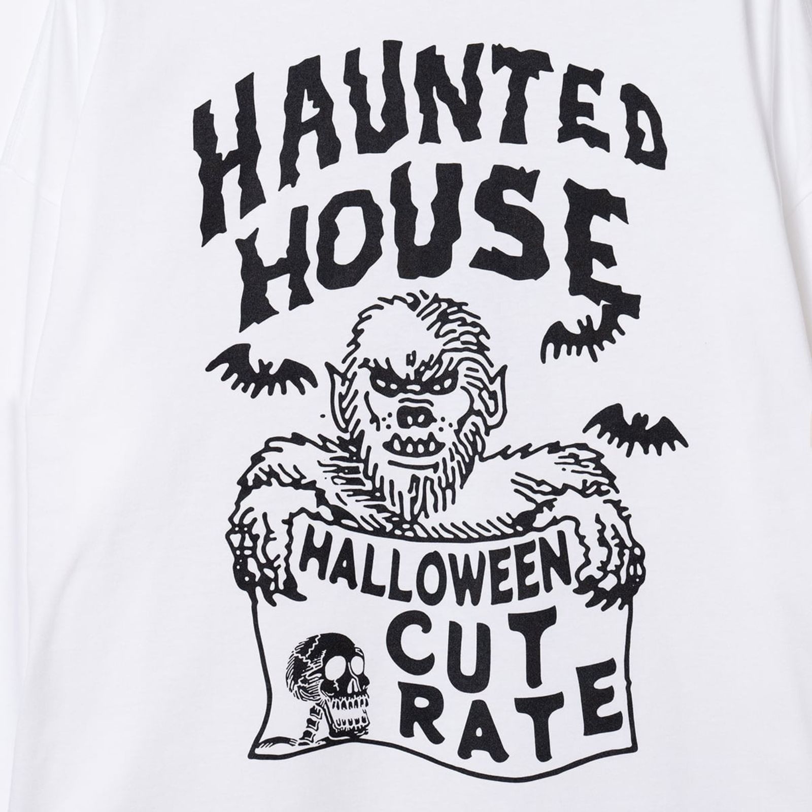 HORROR NIGHT DROP SHOULDER L/S TEE <WOLF> (WHITE) / ドロップショルダー ロンT
