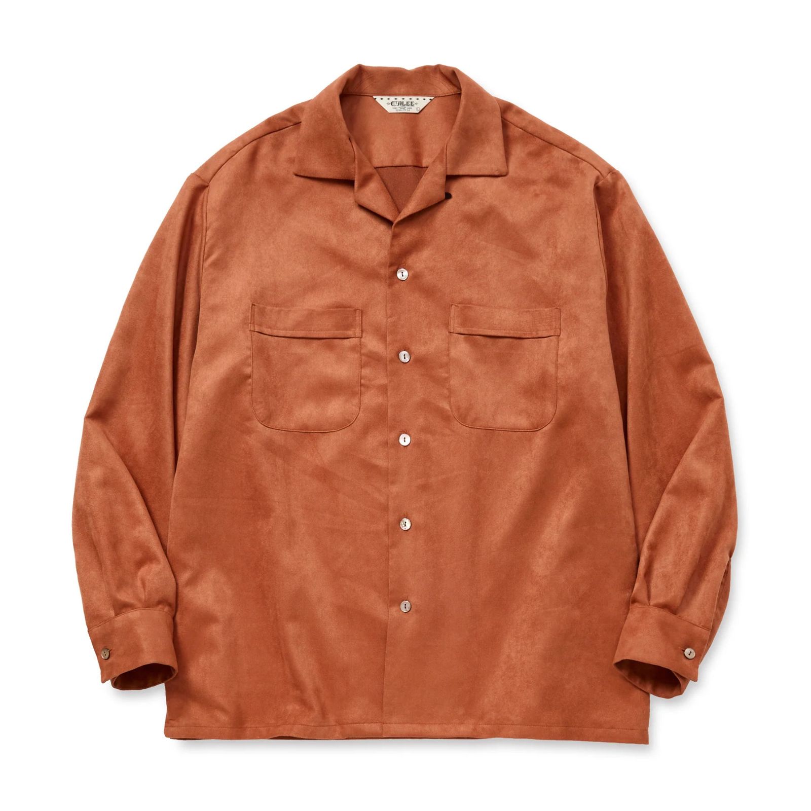 FAUX SUEDE SH (ORANGE)｜フェイクスエード オープンカラー 長袖シャツ｜CL-25AW007