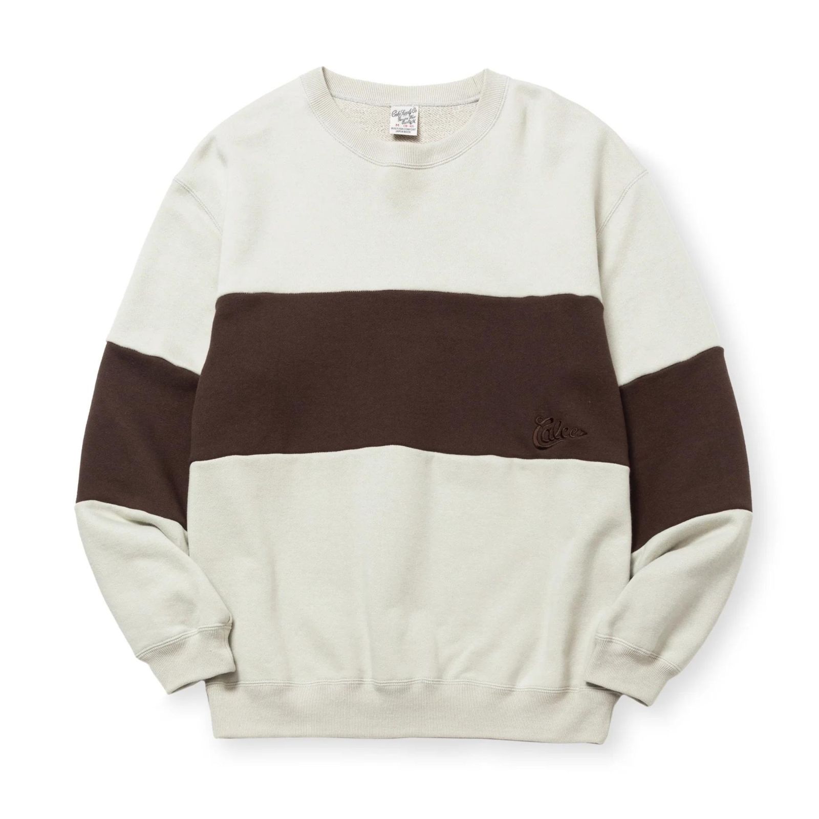 BICOLOR CREW NECK SW (BEIGE / BROWN) / バイカラー クルーネック スウェット トレーナー