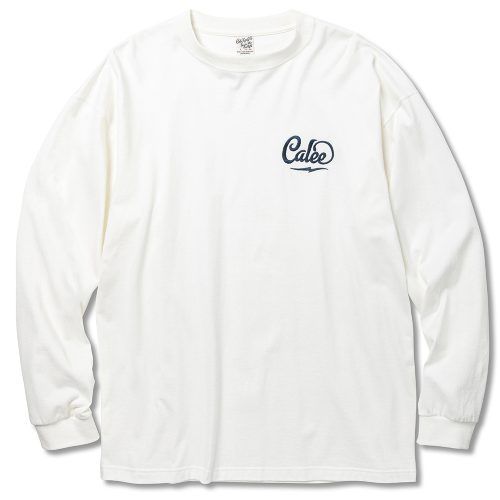 CALEE - DROP SHOULDER CALEE LOGO EMBROIDERY L/S T‐SHIRT (WHITE