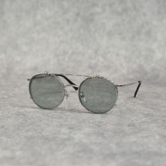 FLIP UP TYPE CIRCLE METAL GLASSES ＜EXCLUSIVE＞ (SILVER / GREEN)｜フリップアップタイプ サークルメタル サングラス｜CL-26SS001G EX