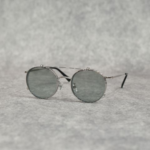 FLIP UP TYPE CIRCLE METAL GLASSES ＜EXCLUSIVE＞ (SILVER / GREEN)｜フリップアップタイプ サークルメタル サングラス｜CL-26SS001G EX