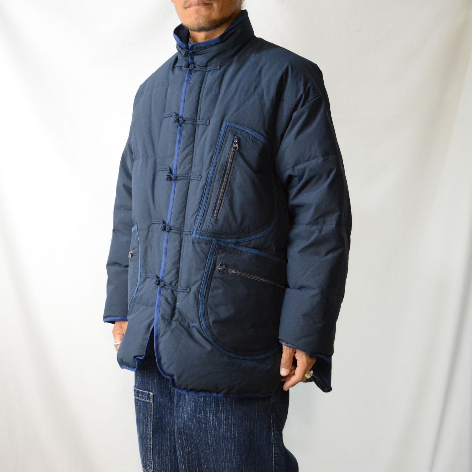 CHINESE DOWN JACKET  (NAVY) - チャイナ ダウンジャケット （ネイビー）