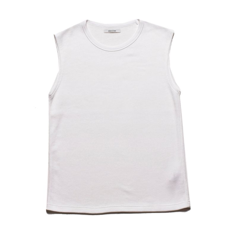 MINEDENIM - Roundneck Nosleeve Rib T-SH （WHT） / リブ