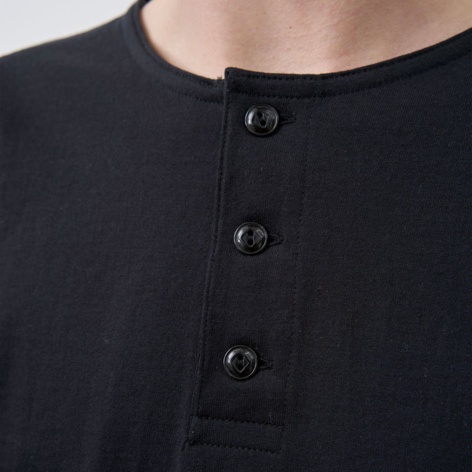 HENLEY NECK L/S TEE （BLACK）｜ ヘンリーネック ロングスリーブ （ブラック） 602-261-15