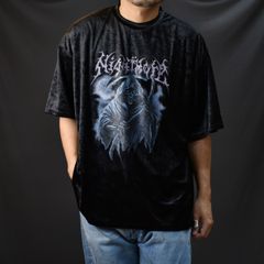 STONE DECORATED T-SHIRT 'DEATH (BK) / ベロア グラフィック プリント Tシャツ