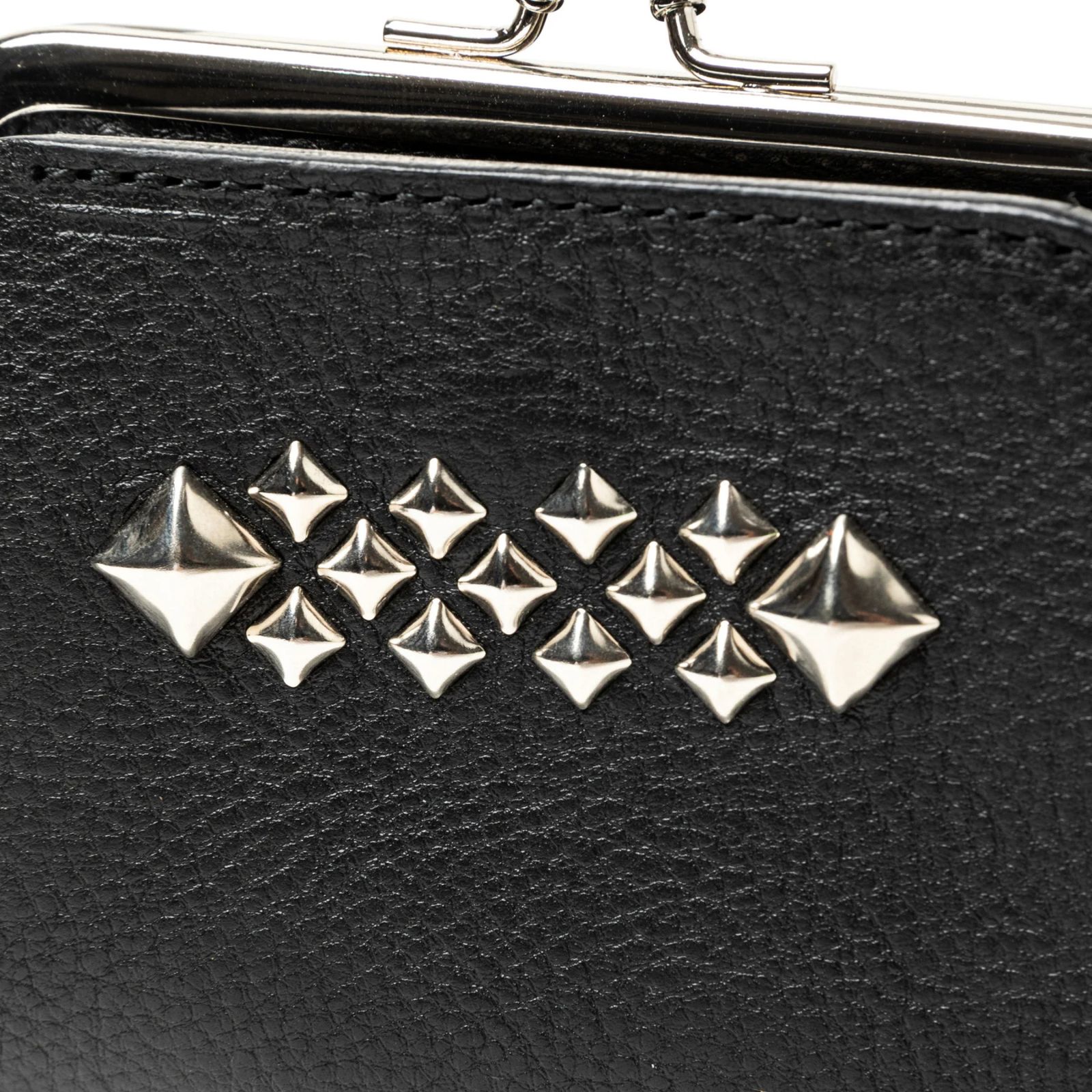 STUDS LEATHER INTERNAL FLEX FRAME TYPE MULTI WALLET (BLACK) / スタッズ レザー ガマ口 財布