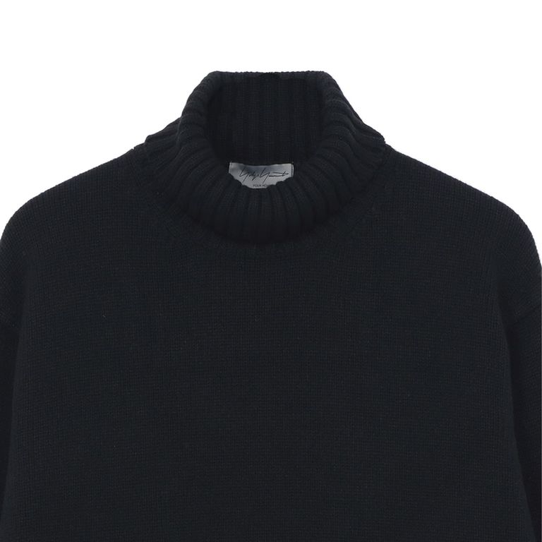 yohji yamamoto - SIDE STRING DETAIL TURTLENECK (BLACK yohji yamamoto - SIDE STRING DETAIL TURTLENECK (BLACK