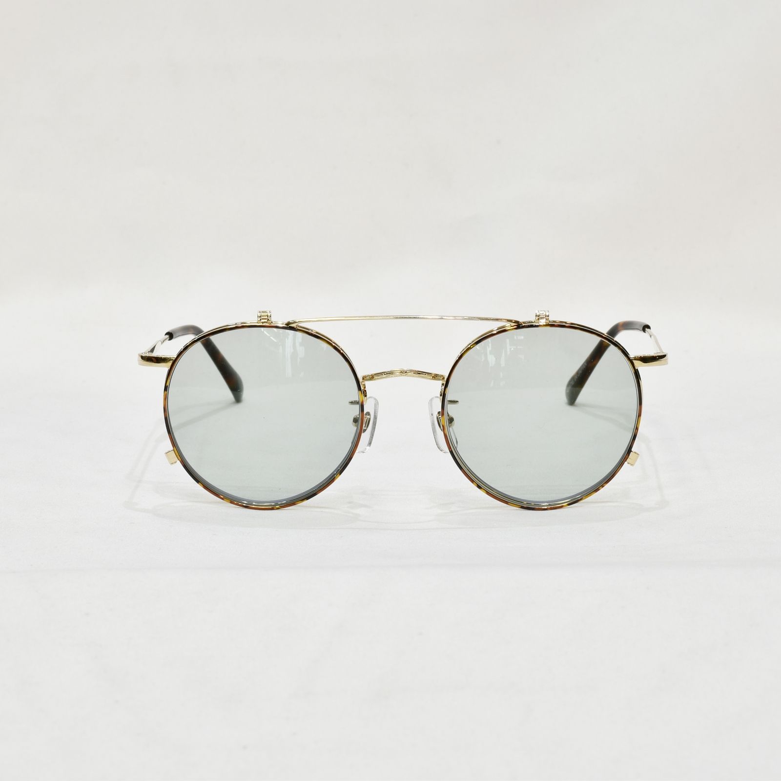 FLIP UP TYPE CIRCLE METAL GLASSES (GOLD.GREEN) / フリップアップタイプ サークルメタル グラシズ