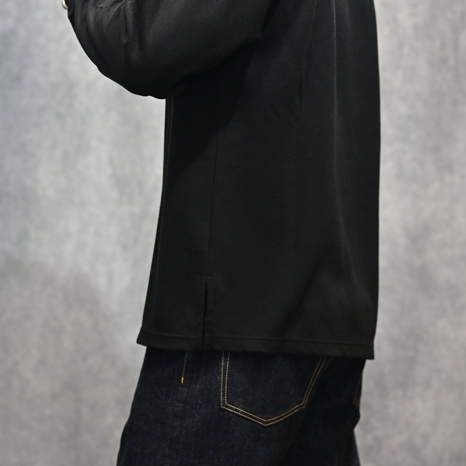 A.Wool Border Boatneck L/S T-SH （BLK）｜ボートネック ロンT｜2509-4001