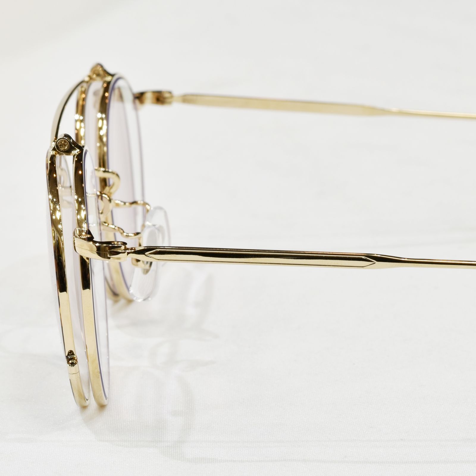 CALEE - FLIP UP TYPE CIRCLE METAL GLASSES (GOLD.BROWN