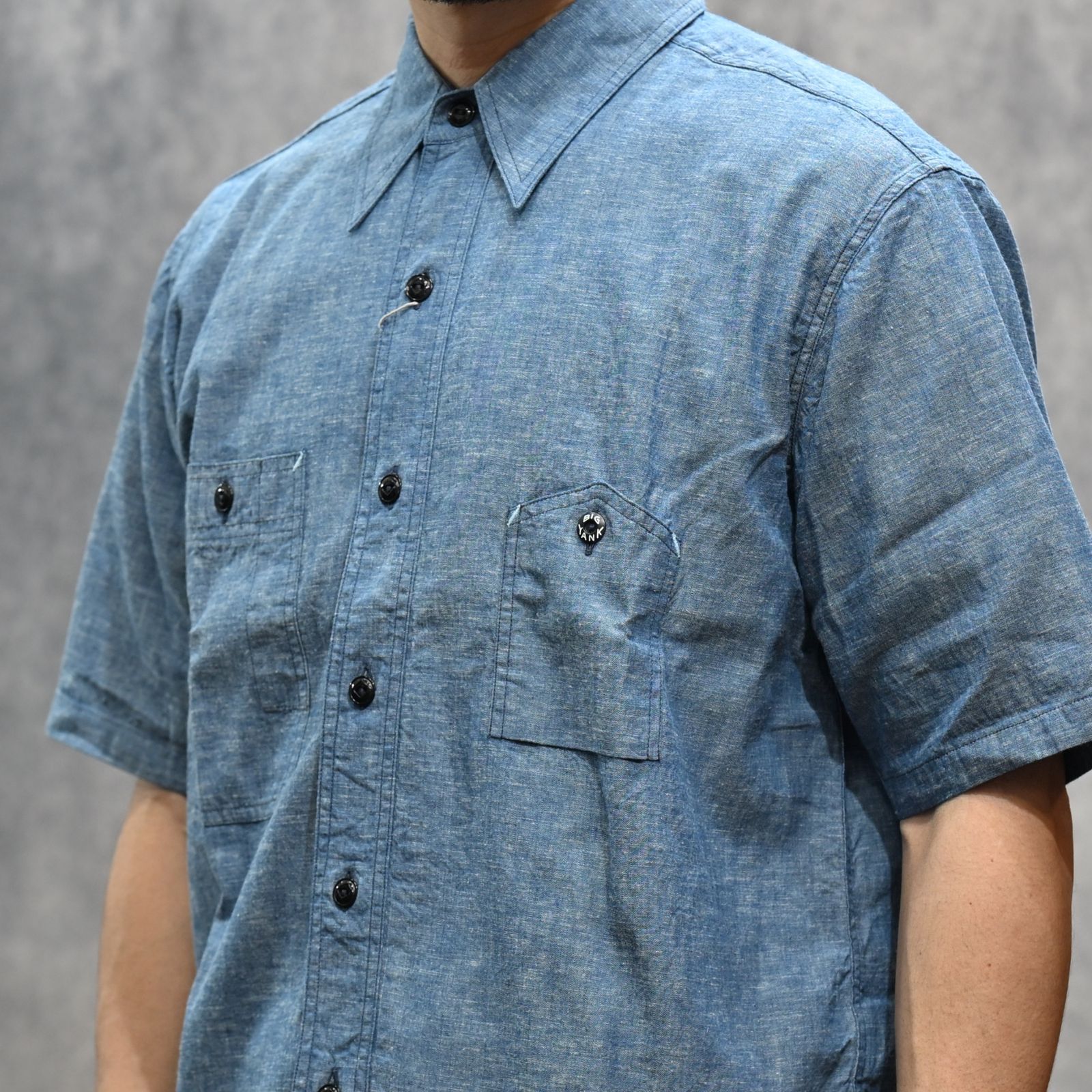 Y1942 S-SLEEVE CHAMBRAY SHIRT （INDIGO）｜シャンブレー 半袖シャツ （インディゴ）