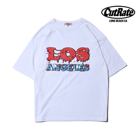 CUTRATE LOS LOGO DROP SHOULDER S/S -T-SHIRT (WHITE) / ドロップショルダー プリントTシャツ