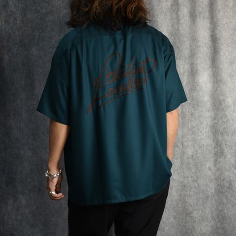 EMBROIDERY "BLATANT LOCALISM" OPEN COLLAR SH (GREEN) / オープンカラーシャツ