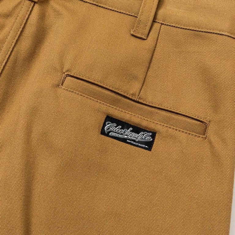 CALEE - VINTAGE TYPE CHINO CLOTH TUCK TROUSERS (BEIGE 