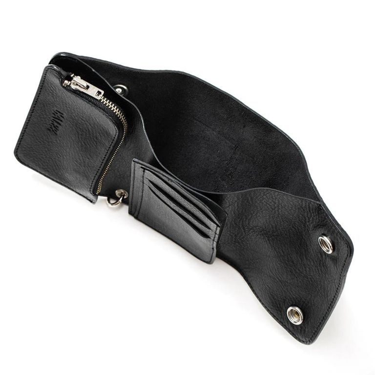 CALEE - STUDS LEATHER FLAP HALF WALLET (BLACK) / スタッズレザー