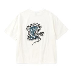 VINTAGE TYPE SNAKE LOGO POCKET TEE ＜NATURALLY PAINT DESIGN＞ (WHITE)｜スネーク ロゴプリント ポケットTシャツ｜CL-26SS003NT
