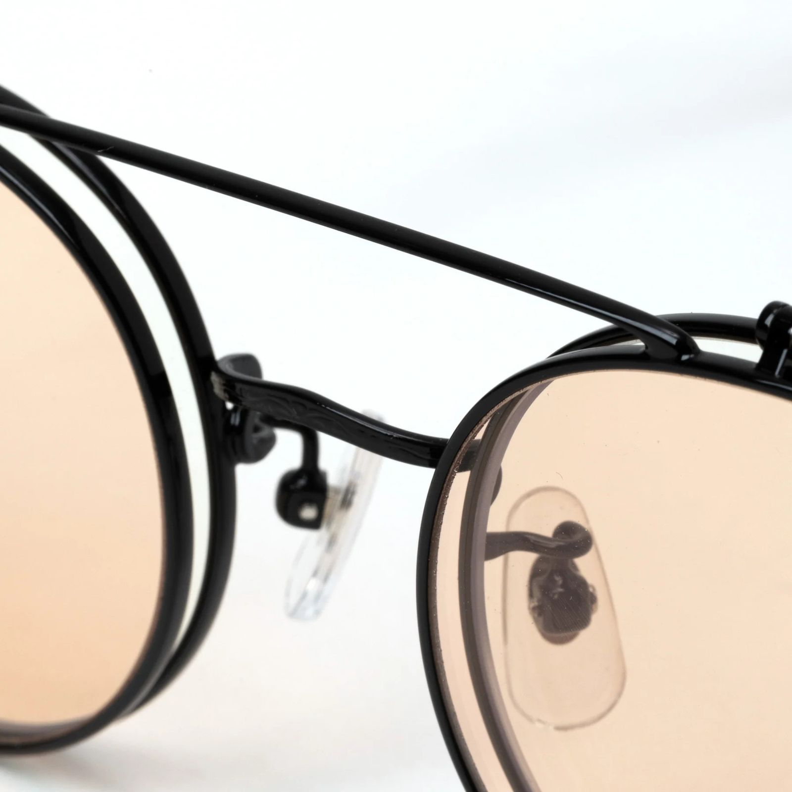 FLIP UP TYPE CIRCLE METAL GLASSES (BLACK/BROWN) / フリップアップタイプ サークルメタル サングラス