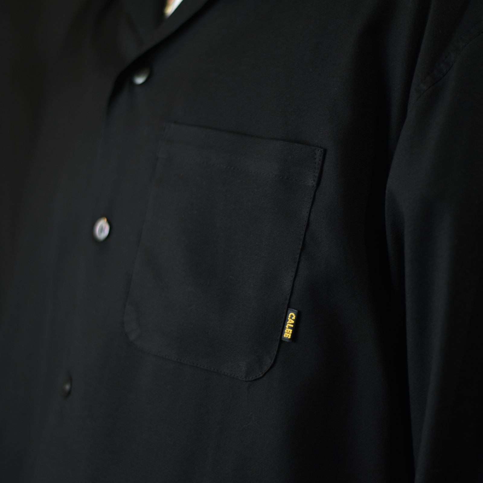 CALEE 開襟シャツ オープンカラーシャツ ブラック サイズ M CALEE - EMBROIDERY OPEN COLLAR L/S SH (BLACK) / オープン