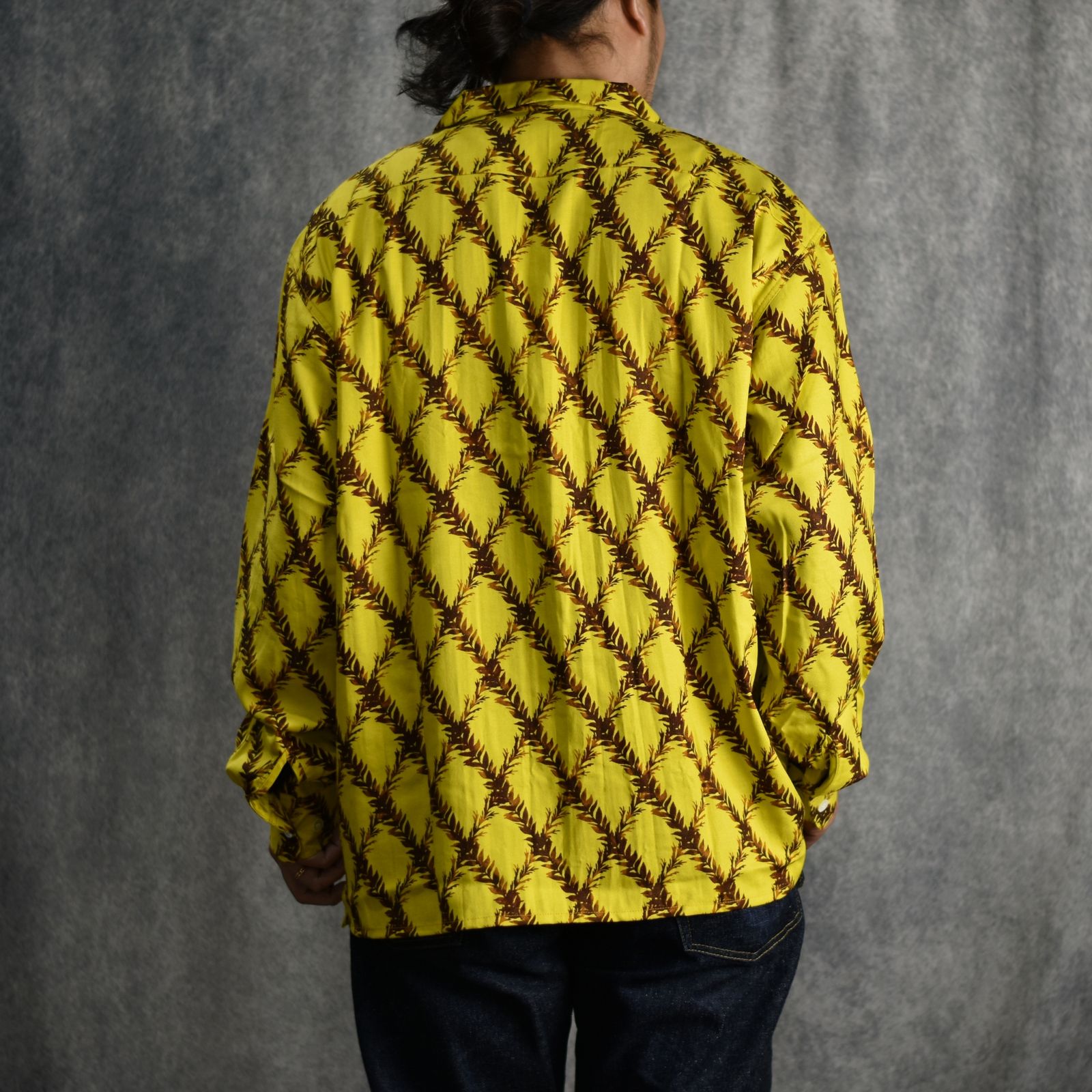 PLAID OPEN COLLAR L/S SH (YELLOW) / オープンカラーシャツ