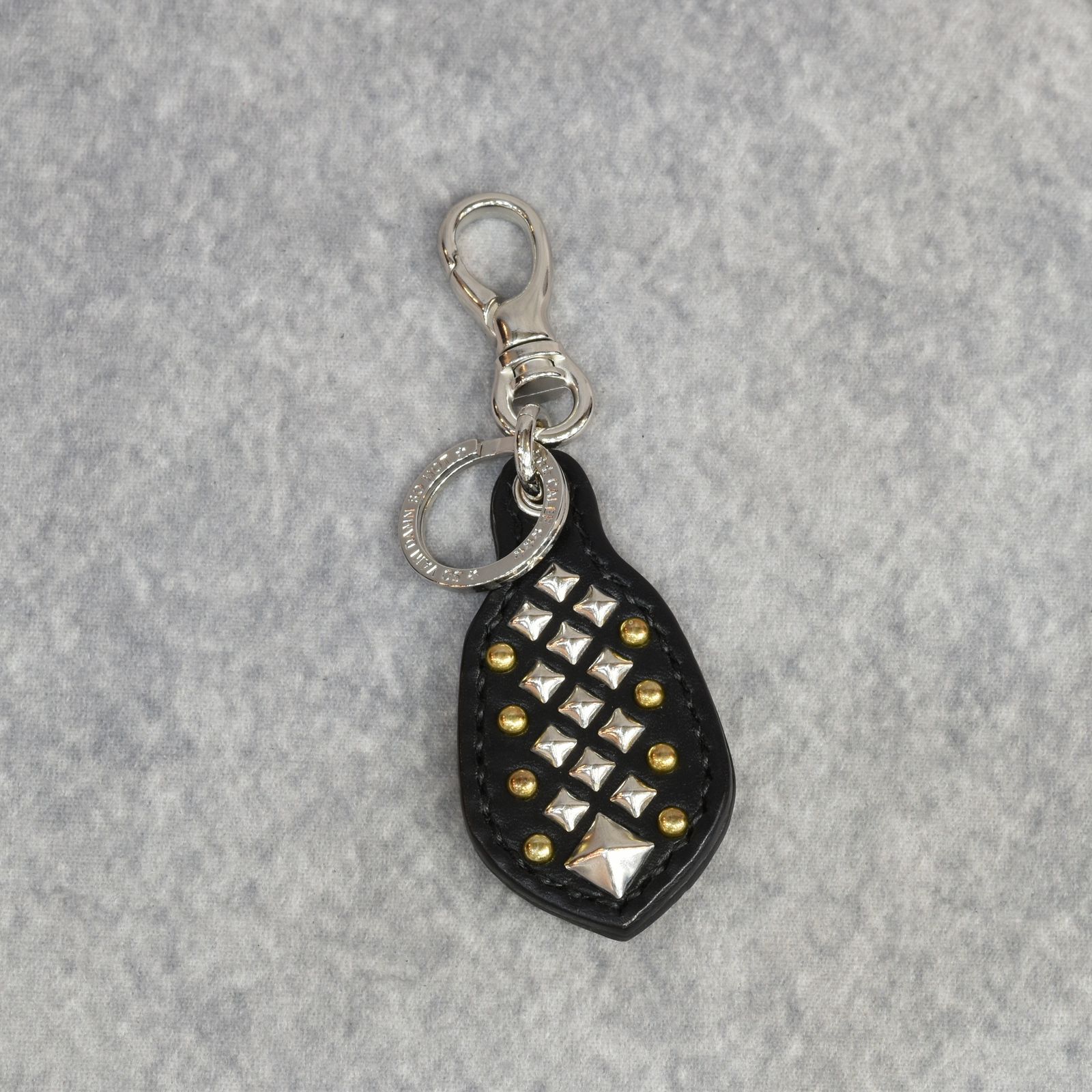 STUDS LEATHER RUGGED KEY RING (BLACK)｜スタッズ レザー ラギッド キーリング キーホルダー｜CL-25AW011LE