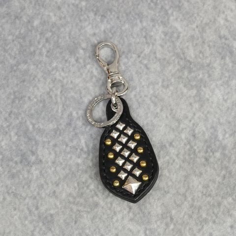 STUDS LEATHER RUGGED KEY RING (BLACK)｜スタッズ レザー ラギッド キーリング キーホルダー｜CL-25AW011LE