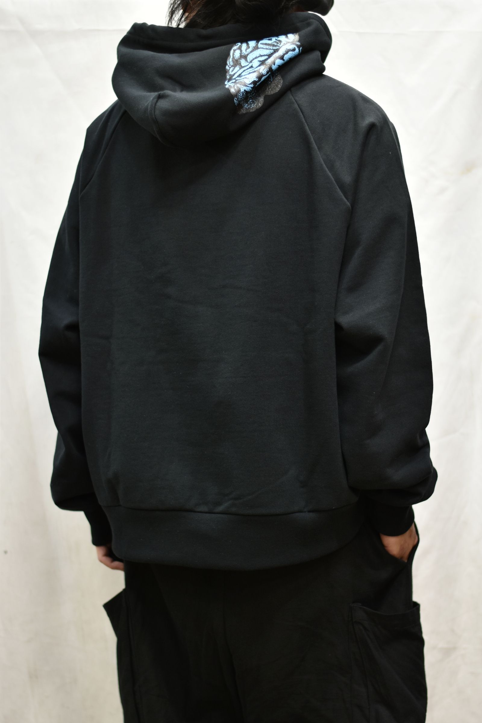 COTTON HOODED SWEATER 'BRAIN (BLACK)