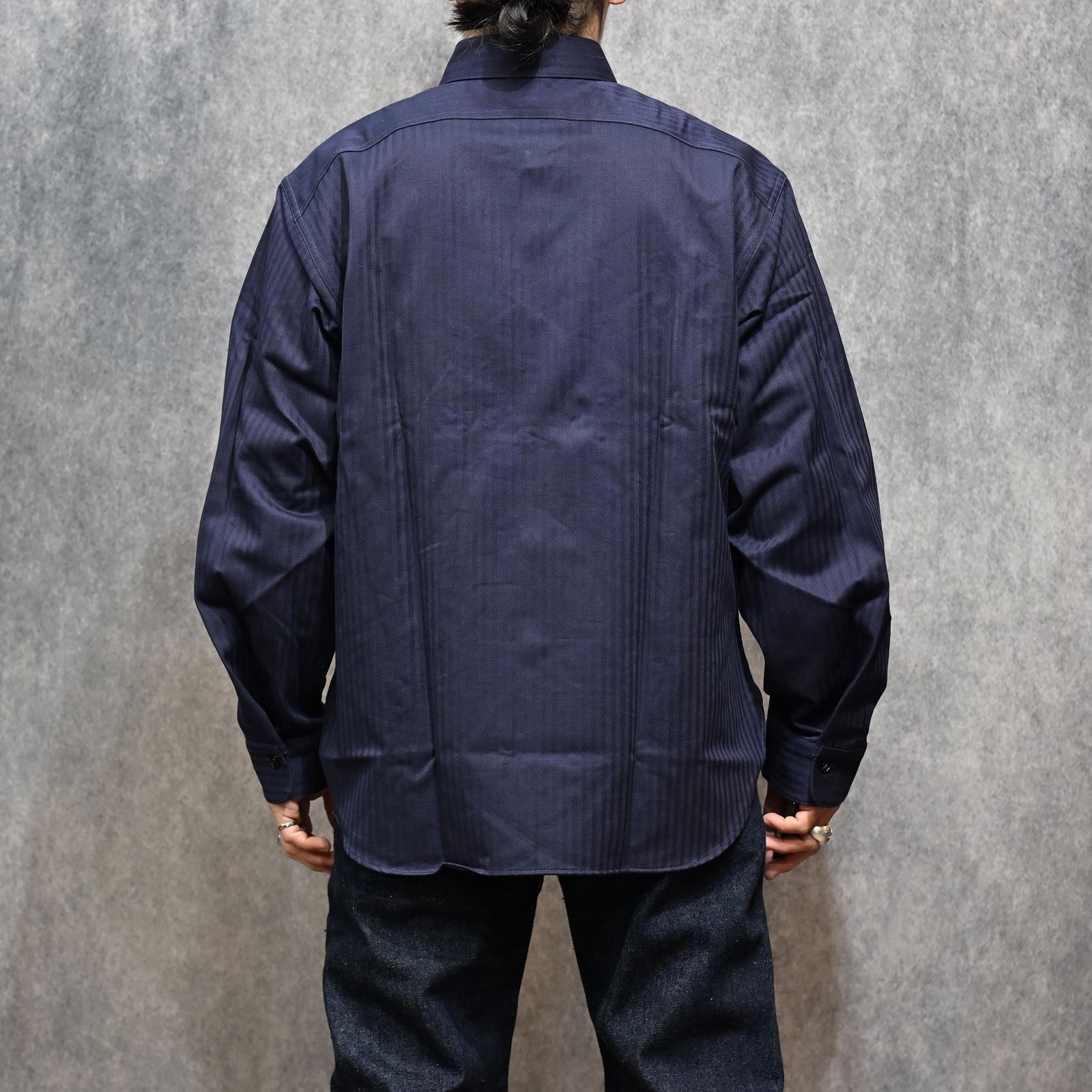 Y1944 HBT SHIRT （NAVY）｜ヘリンボーンシャツ （ネイビー）