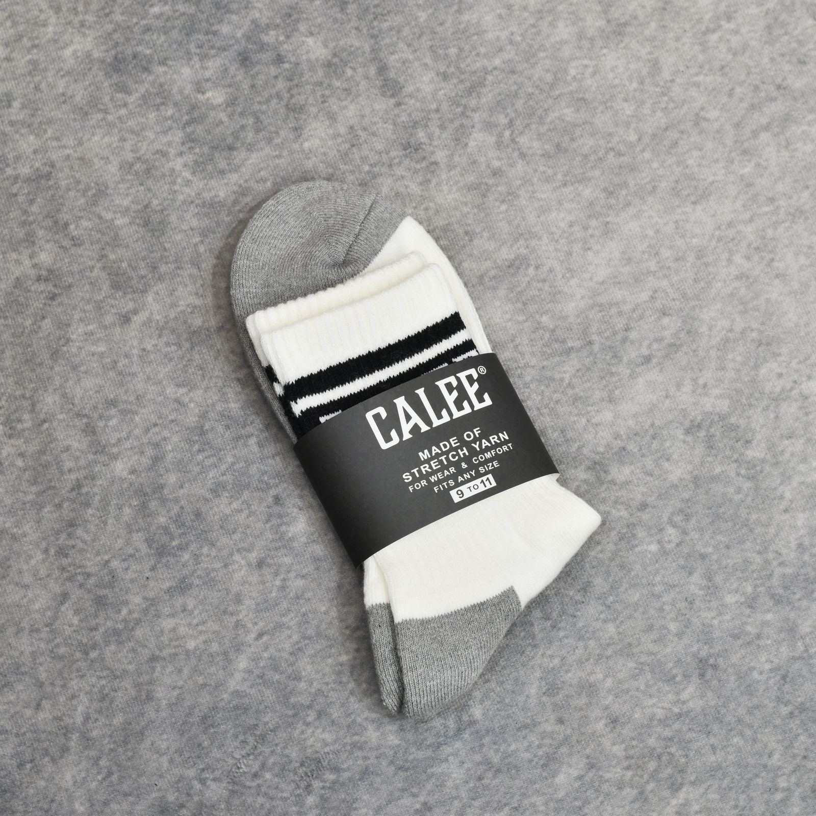 JACQUARD PILE LINE SOCKS (WHITE / BLACK)｜ラインソックス｜CL-26SS005EX