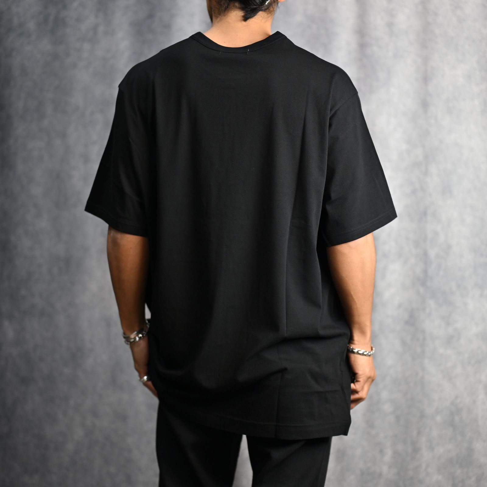 30/- COTTON SINGLE JERSEY ROUND NECK HALF SLEEVE （BLACK） カットソー （ブラック） HO-T02-070-4