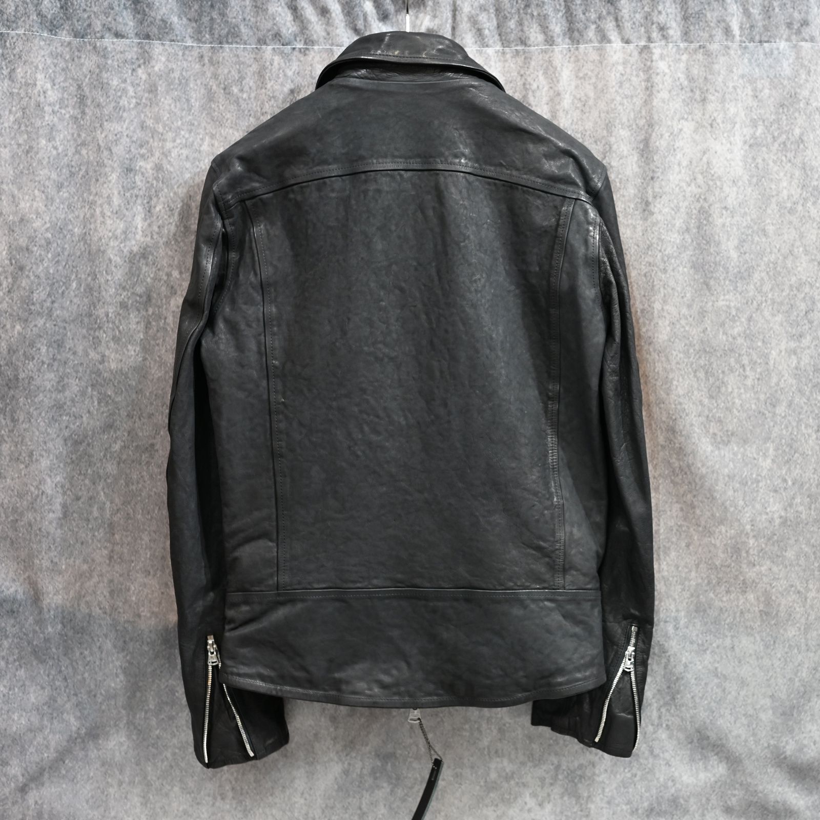 ジャパンカーフ タンニン鞣し 製品染め加工 ダブルライダース （BLACK /ブラック） 1927-01