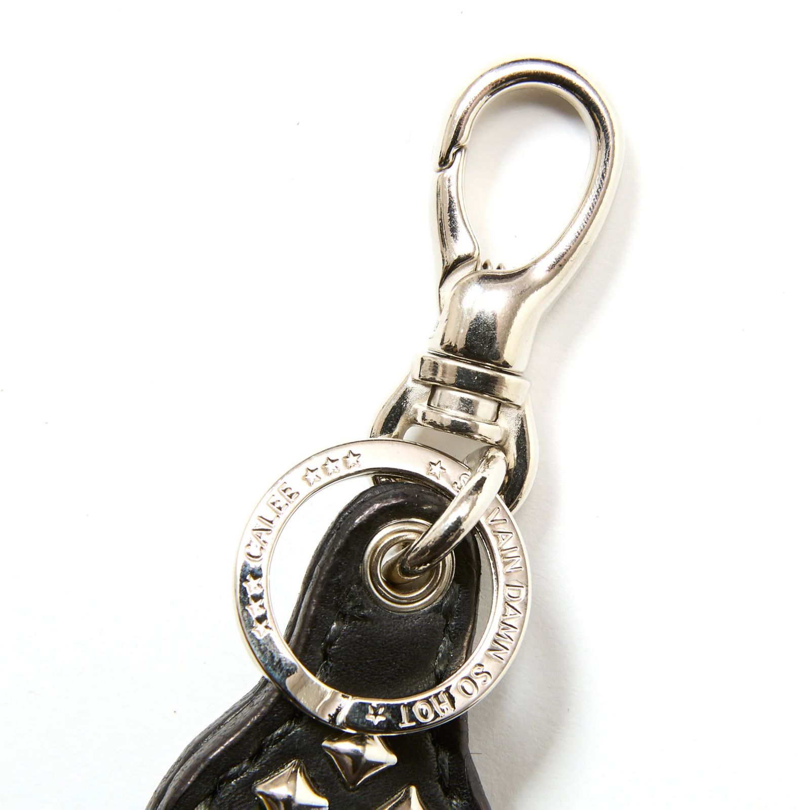 STUDS LEATHER RUGGED KEY RING (BLACK)｜スタッズ レザー ラギッド キーリング キーホルダー｜CL-25AW011LE