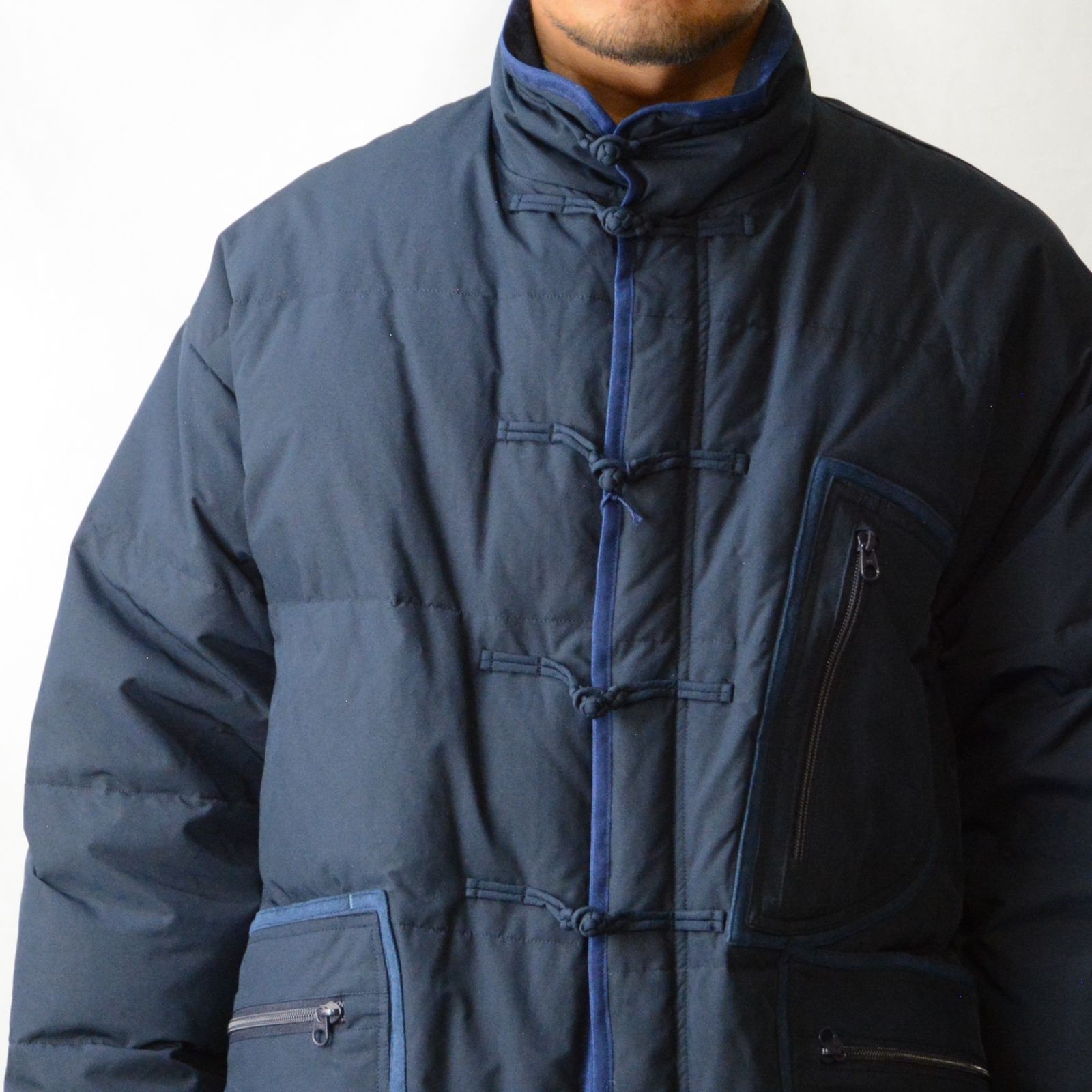 Porter Classic - CHINESE DOWN JACKET (NAVY) - チャイナ ダウン