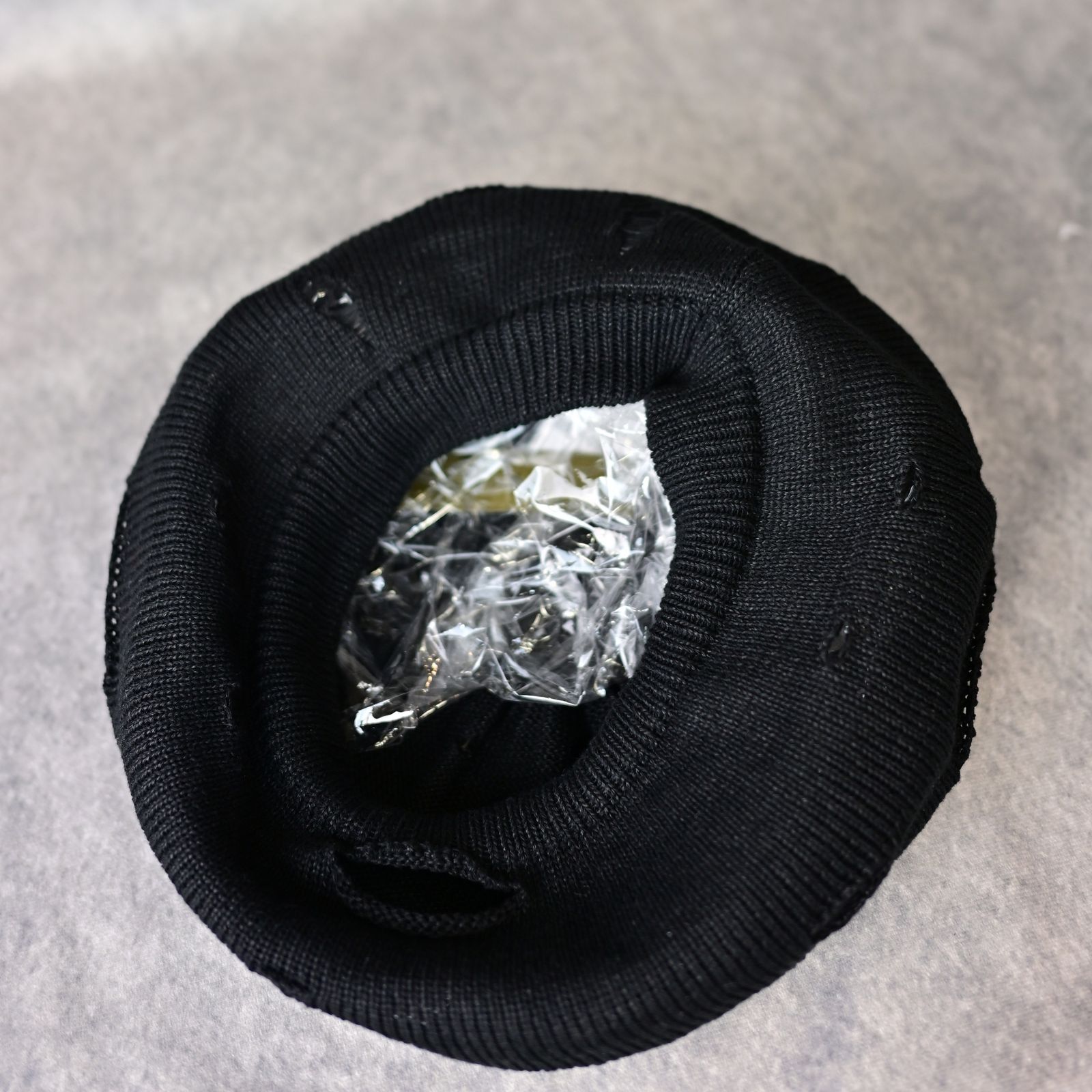 JERSEY DAMAGED BERET （BLACK） /  ニット ベレー帽 （ブラック） HP-H01-360-2-03