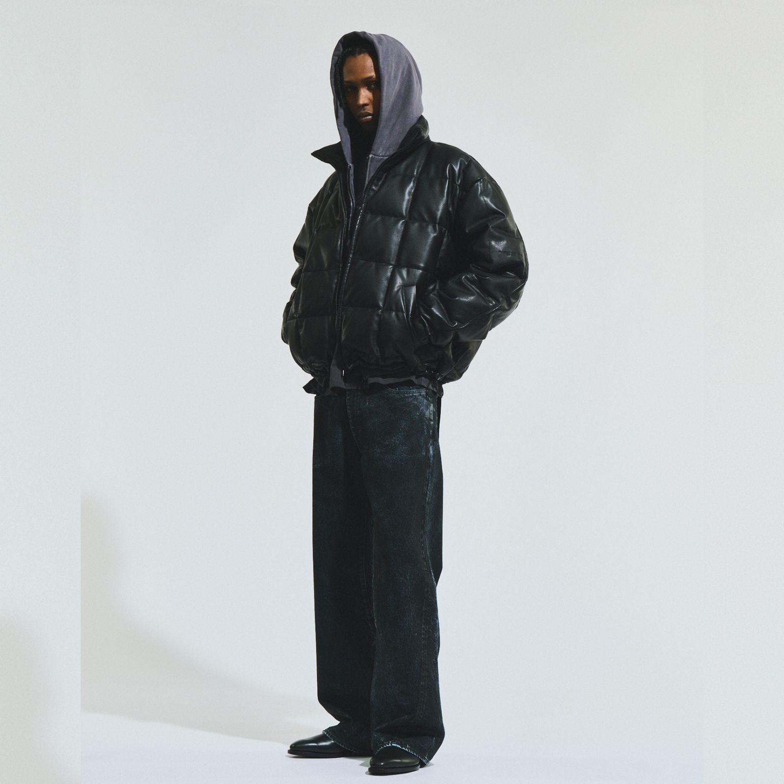 LEATHER DOWN JK (BLACK） / レザー ダウンジャケット （ブラック） 78001130