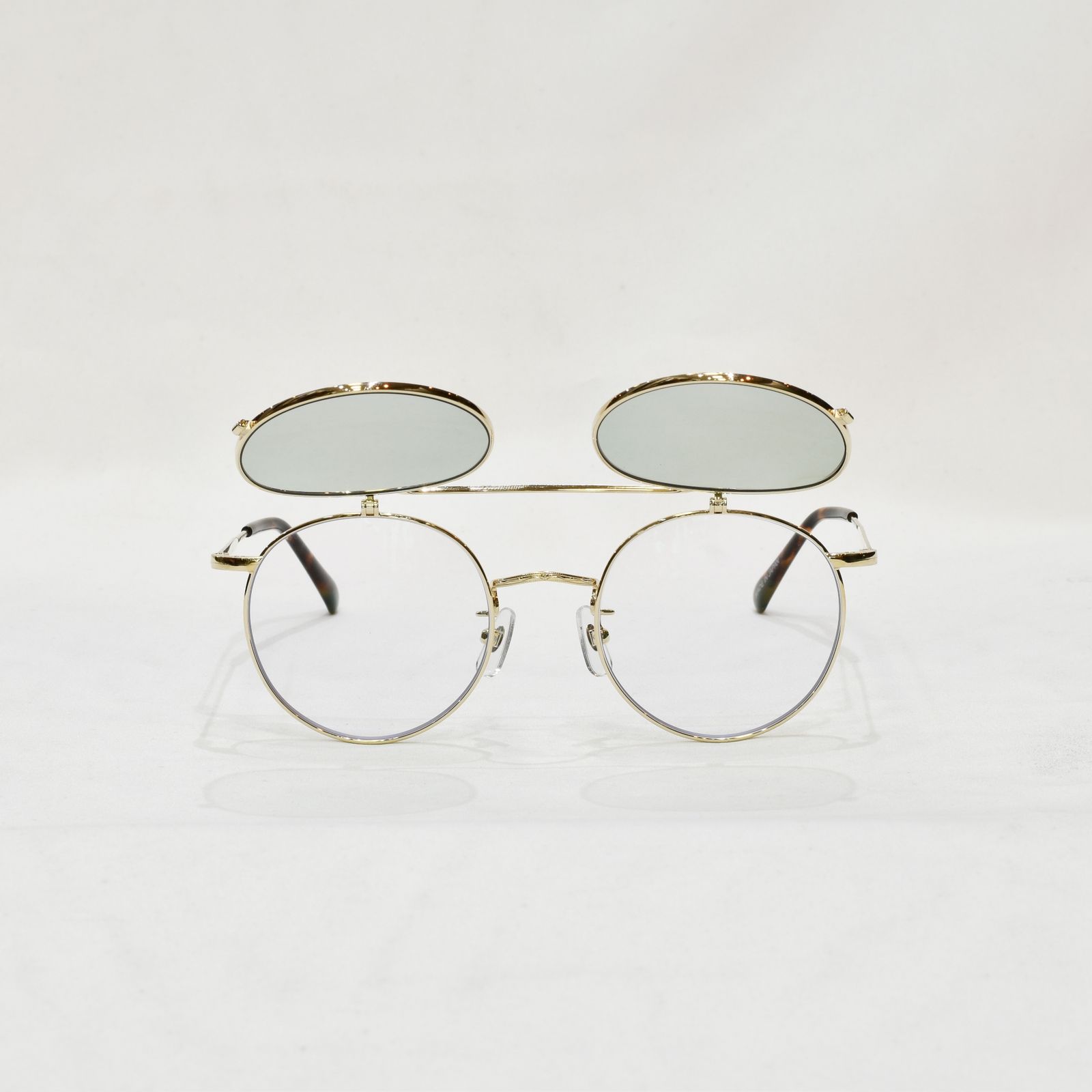 FLIP UP TYPE CIRCLE METAL GLASSES (GOLD.GREEN) / フリップアップタイプ サークルメタル グラシズ