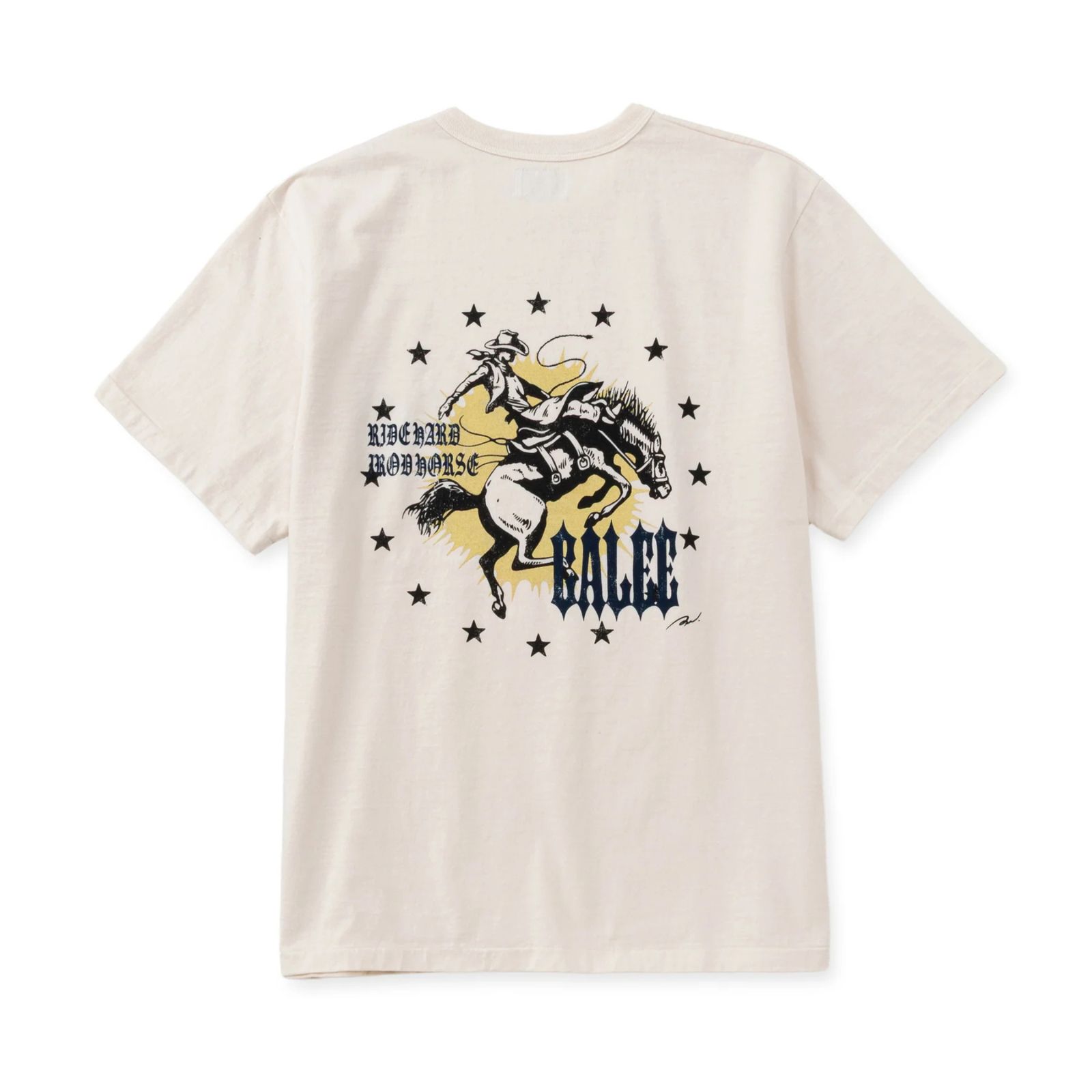 GARMENT DYE IRON HORSE TEE ＜BARTHDAY WORKS DESIGN＞ (WHITE)｜アイアンホース プリント Tシャツ｜CL-26SS002BW