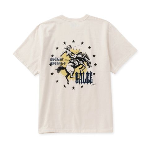 GARMENT DYE IRON HORSE TEE ＜BARTHDAY WORKS DESIGN＞ (WHITE)｜アイアンホース プリント Tシャツ｜CL-26SS002BW