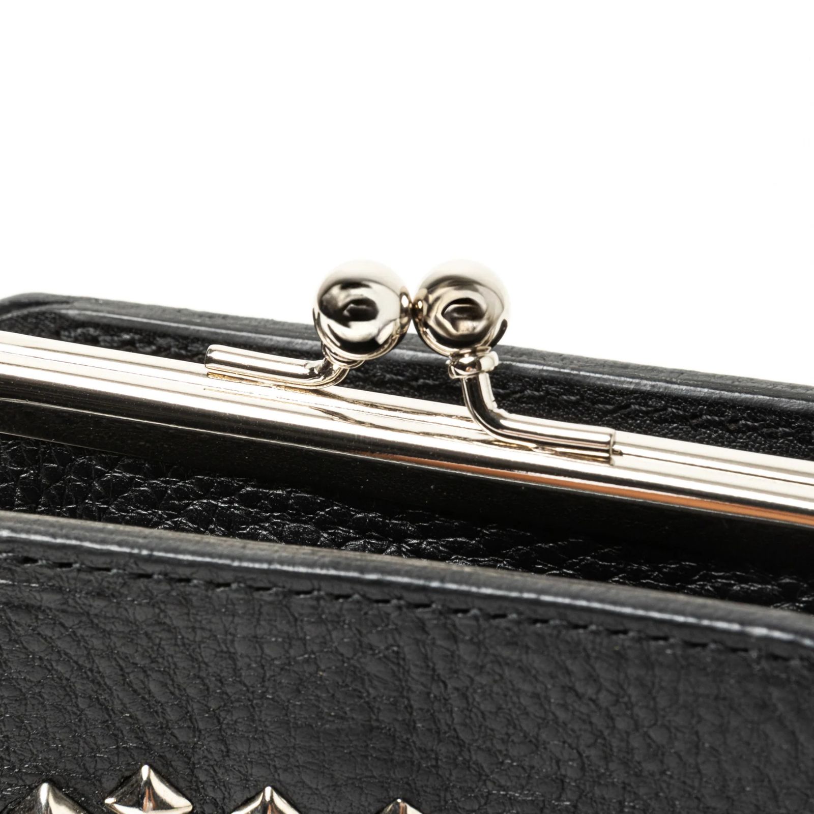 STUDS LEATHER INTERNAL FLEX FRAME TYPE MULTI WALLET (BLACK) / スタッズ レザー ガマ口 財布