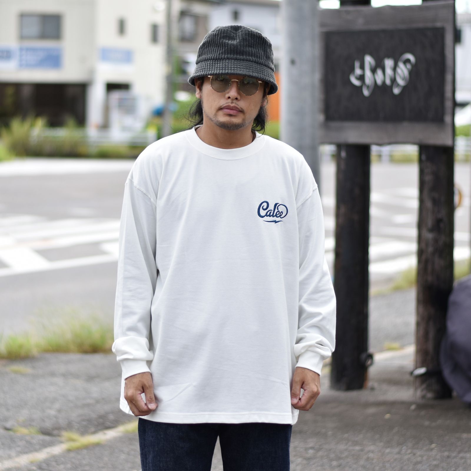 CALEE - DROP SHOULDER CALEE LOGO EMBROIDERY L/S T‐SHIRT