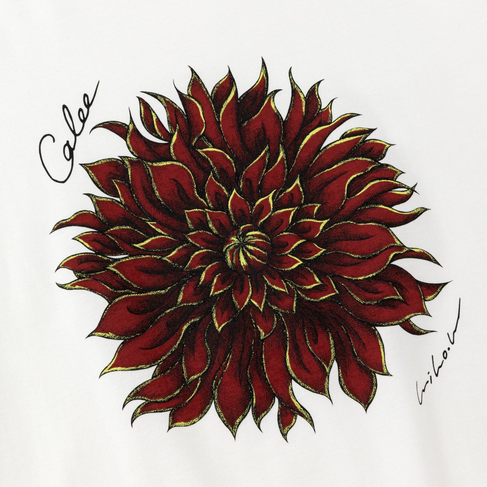 DAHLIA ART TEE ＜MIHO MURAKAMI DESIGN＞ (WHITE / RED)｜× 村上実帆 ダリア プリントTシャツ｜CL-26SS003MM