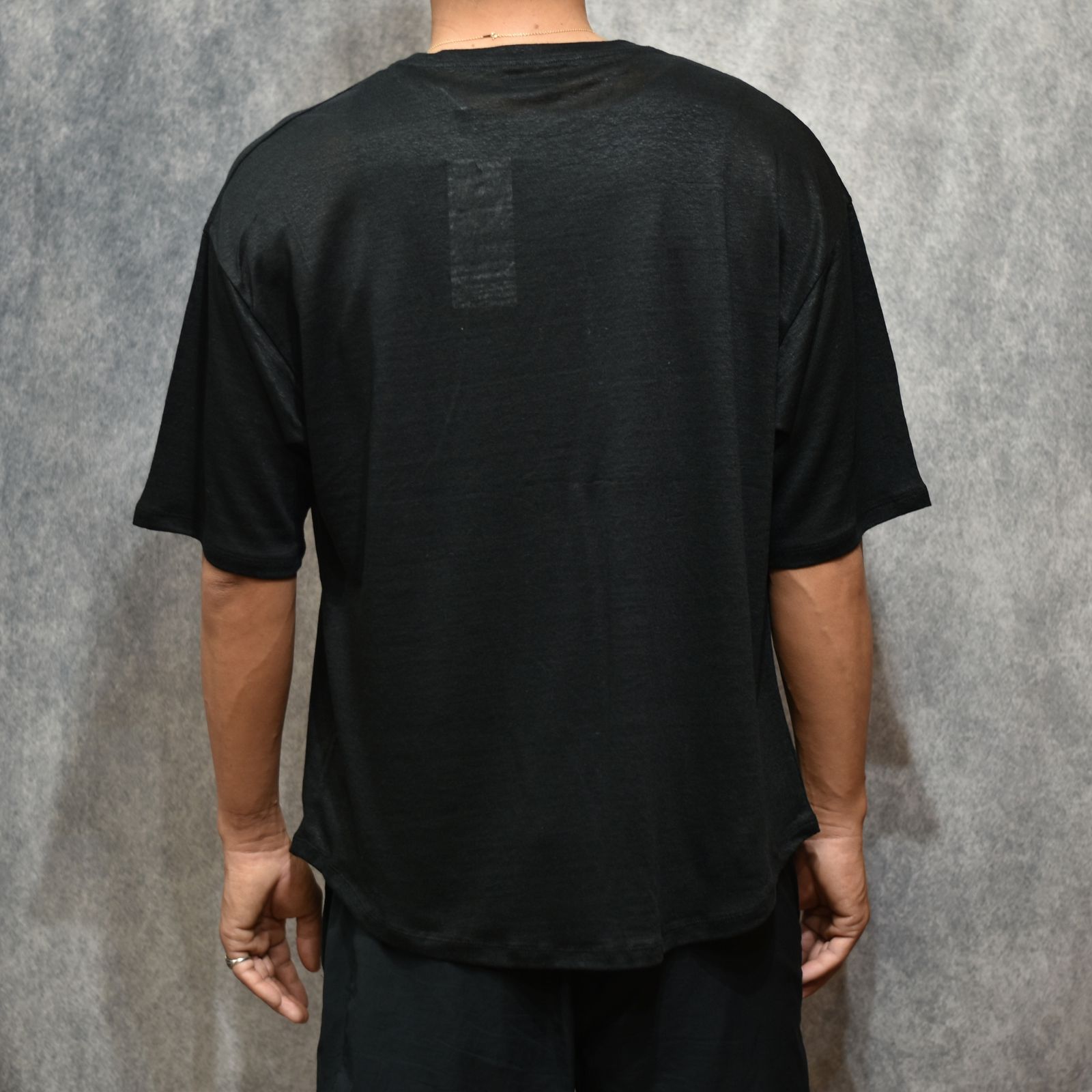 HF linen shirt SS （BLACK）｜リネン Tシャツ （ブラック）｜HF-01