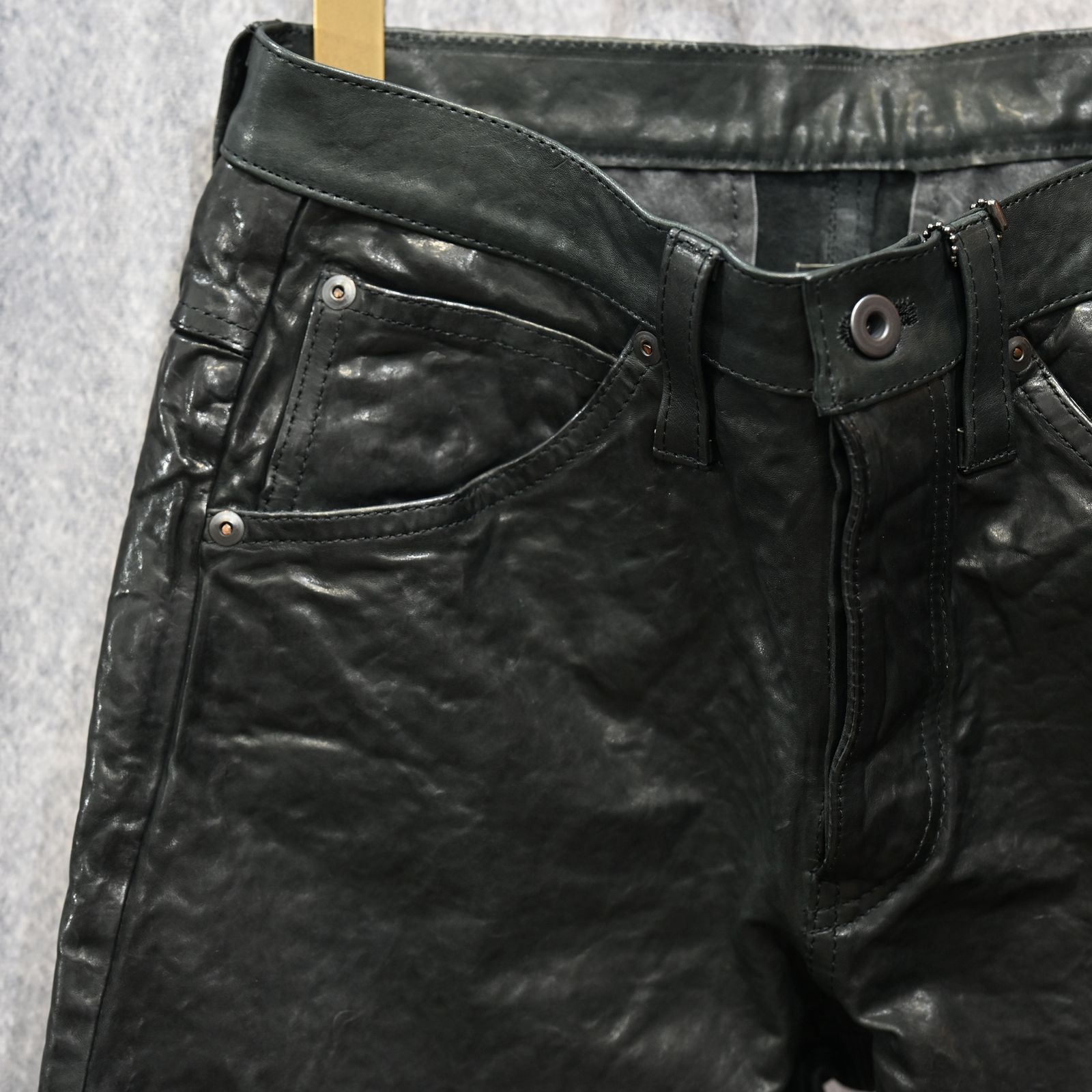 イタリーショルダー製品染め パンツ （BLACK）｜レザーパンツ 1254-08