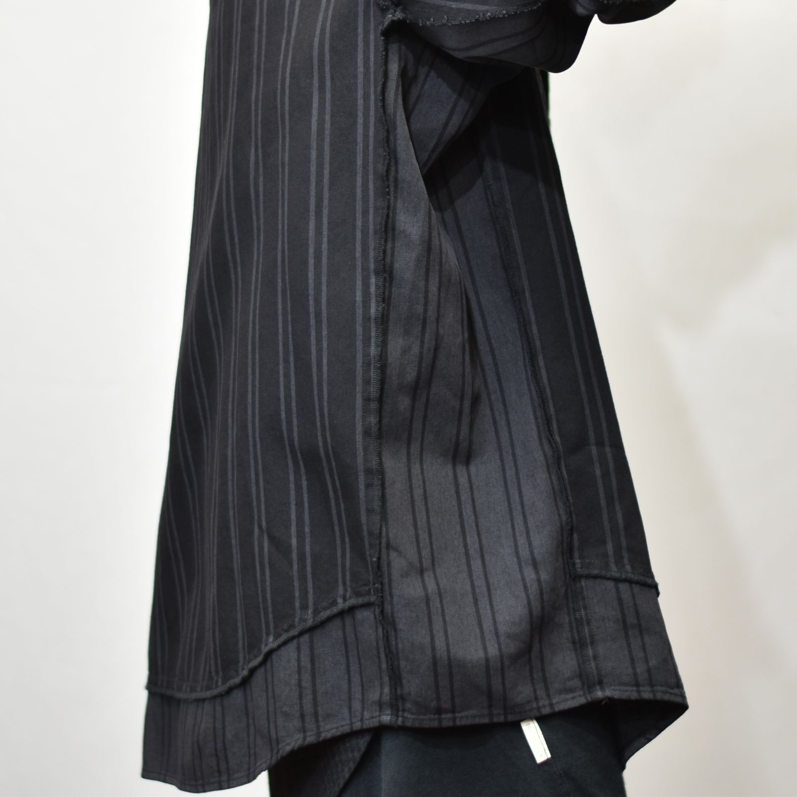 N.HOOLYWOO × MINEDENIM BD.Discharge Stripe NHW SH （BLACK） 長袖シャツ ストライプシャツ 再構築シャツ