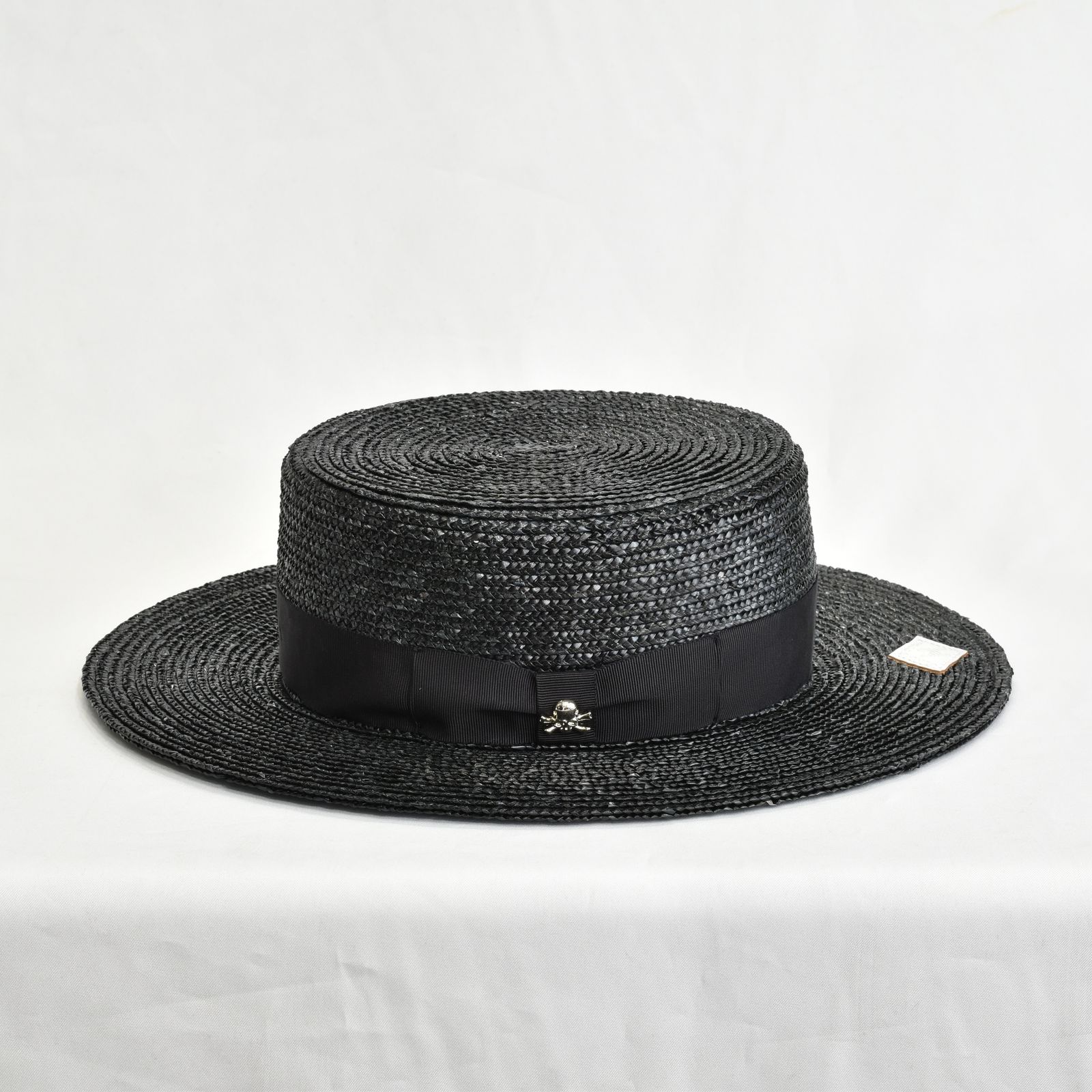 LONG BLIM SKULL STUDDED BOATER HAT (BK) / ロングブリム スカル スタッズ ボーターハット