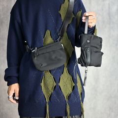 WOOL GABARDINE DOUBLE POUCH （BLACK） /  ウールギャバ ポーチ（ブラック）