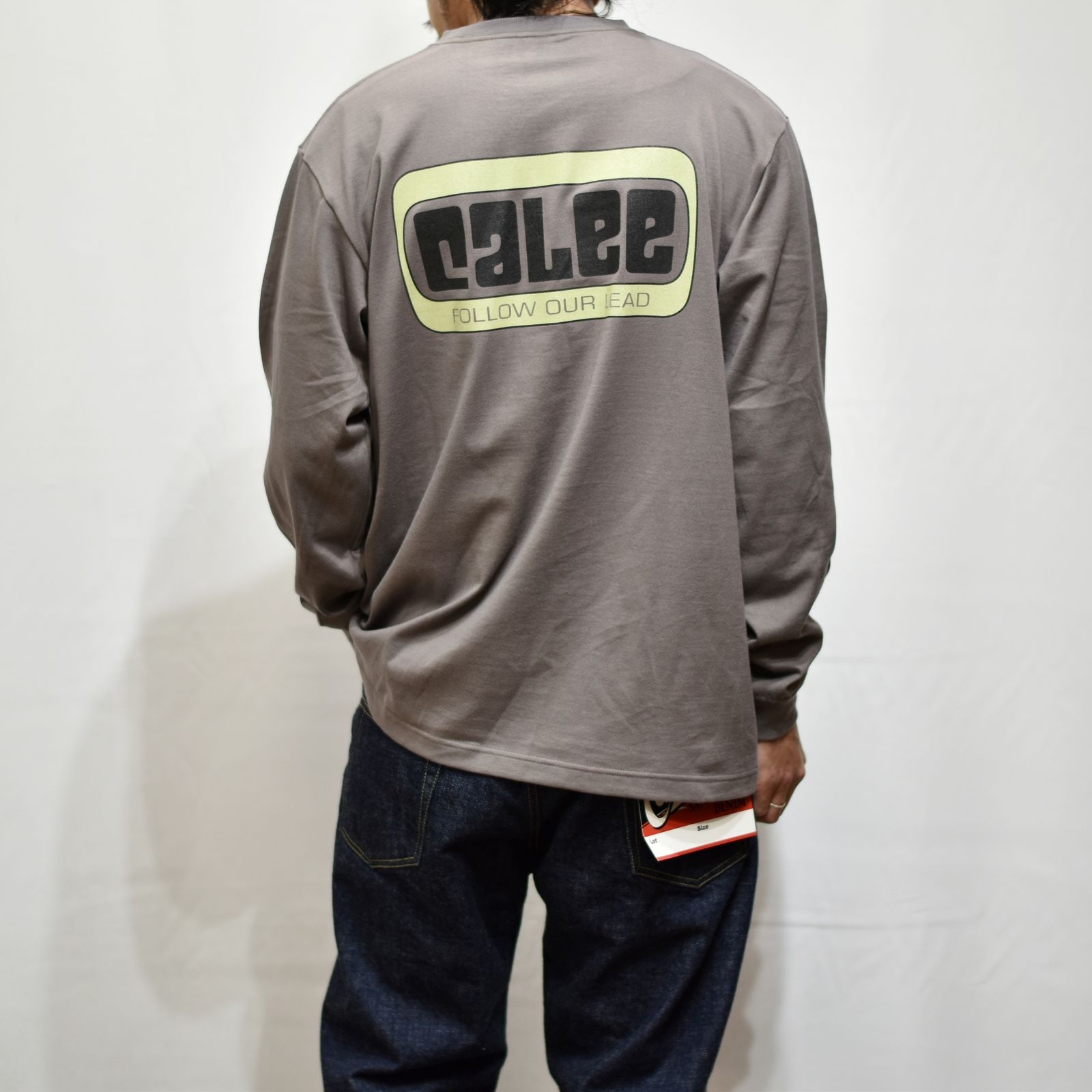 CALEE BOX LOGO L/S T‐SHIRT (GRAY)
